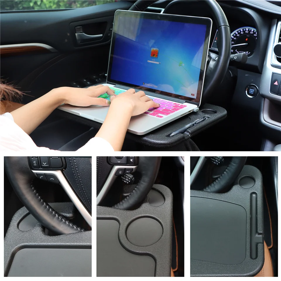 Car Tray Table Plastic Steering Wheel Notebook Bracket Table Plate Car Desk Portable Laptop Holder Auto Accessories Tray Desk