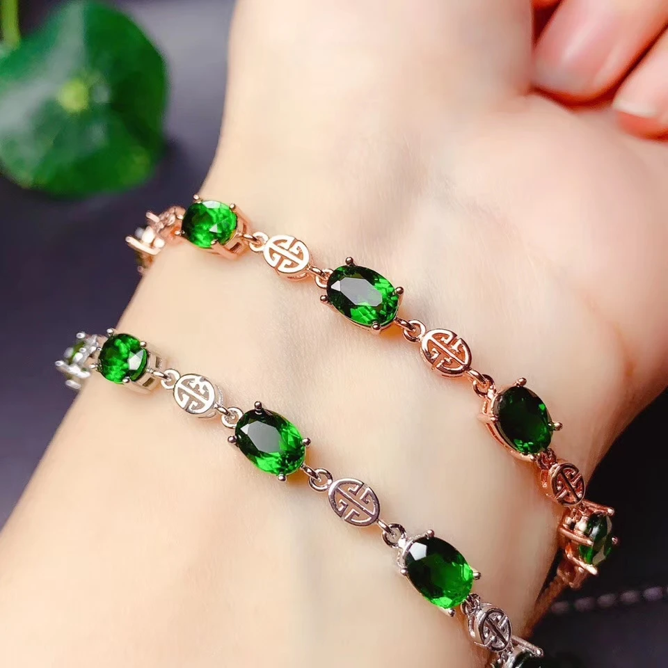 KJJEAXCMY fine jewelry natural Diopside 925 sterling silver new women gemstone hand bracelet support test noble