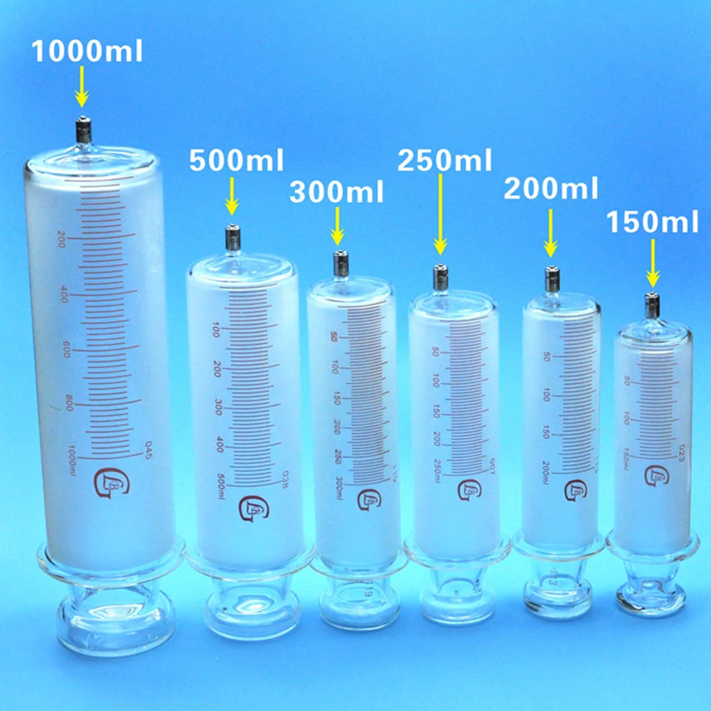 Glass Syringes Glass Enema Sausage Device Large Caliber Glass Sample Extractor Injector 150ml/200ml/300ml/500ml