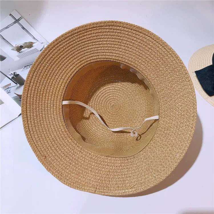 Spring Summer Children Baby Girl Straw Plaited Bucket Hat Beach Holiday Round Top Outdoor Bow Sun Block Hat Cap for Kids Girls