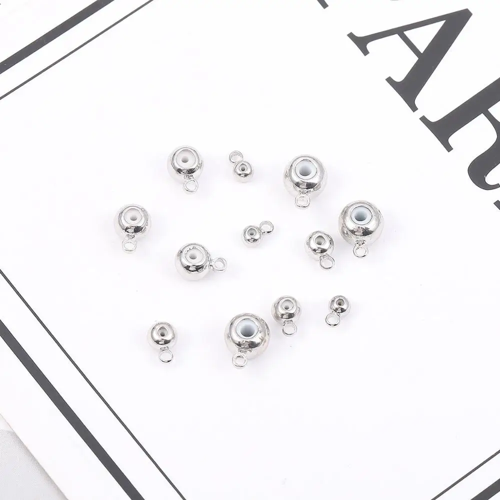 10 pcs/lot 3/4/5/6mm Rhodium &KC Gold Color Stainless Steel Spacer Beads Loose With Hole 0.8.2-5mm For Bracelets Jewelry Making