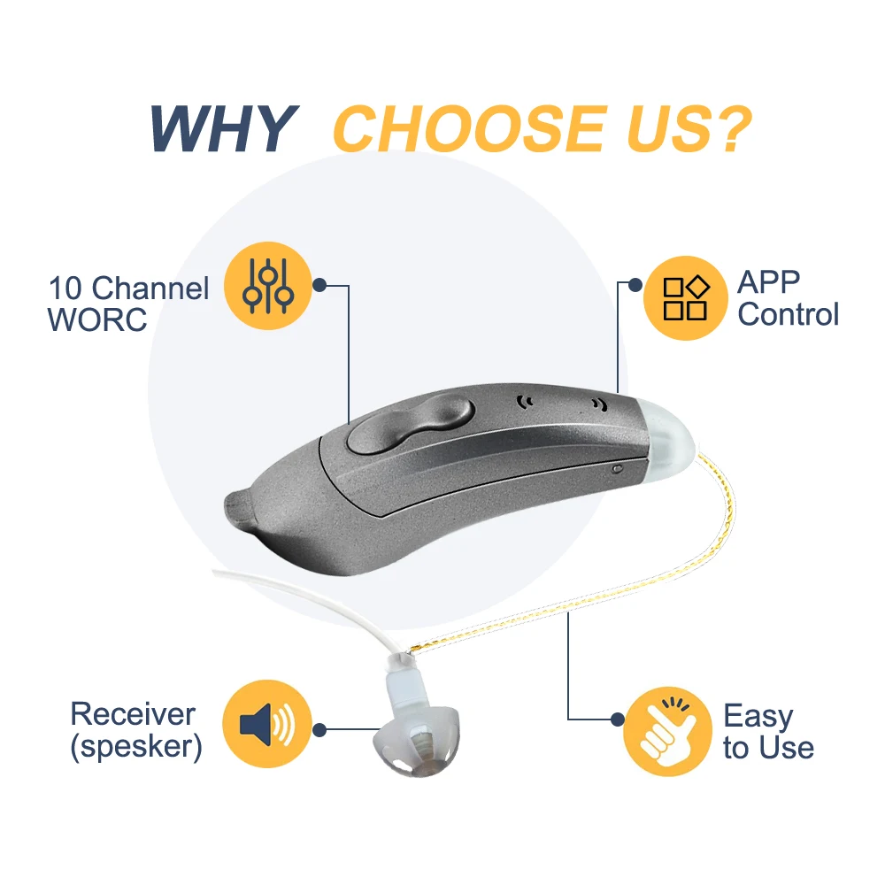 Bluetooth Hearing Aids Digital New Invisible BTE 10 Channel SF101 Mobile APP Program Adaptation Adjustment Audifonos Elderly