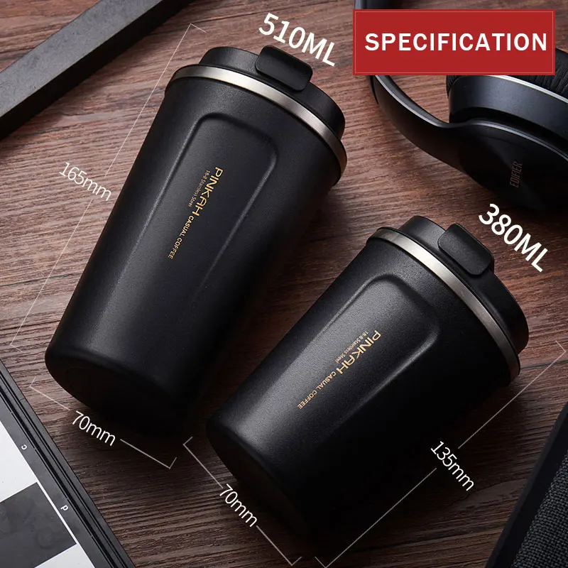 Hot Sale 380 & 510ml 304 Stainless Steel Thermo Cup Travel Coffee Mug with Lid Car Water Bottle Vacuum Flasks Thermocup for Gift