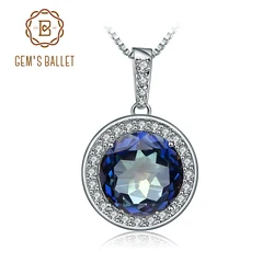 Gem's Ballet 4.79Ct Natural Blueish Mystic Quartz Gemstone Pendant Necklace Solid 925 Sterling Silver Fine Jewelry For Women
