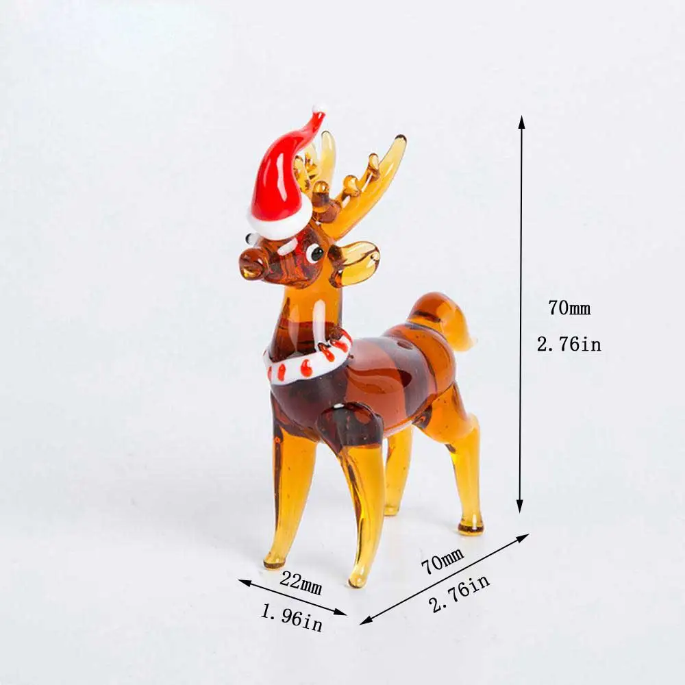 Handmade Crystal Glass Blown Lovely Deer Figurine Ornament Animal Paperweight Kids Christmas Gift Present Home Table Decor