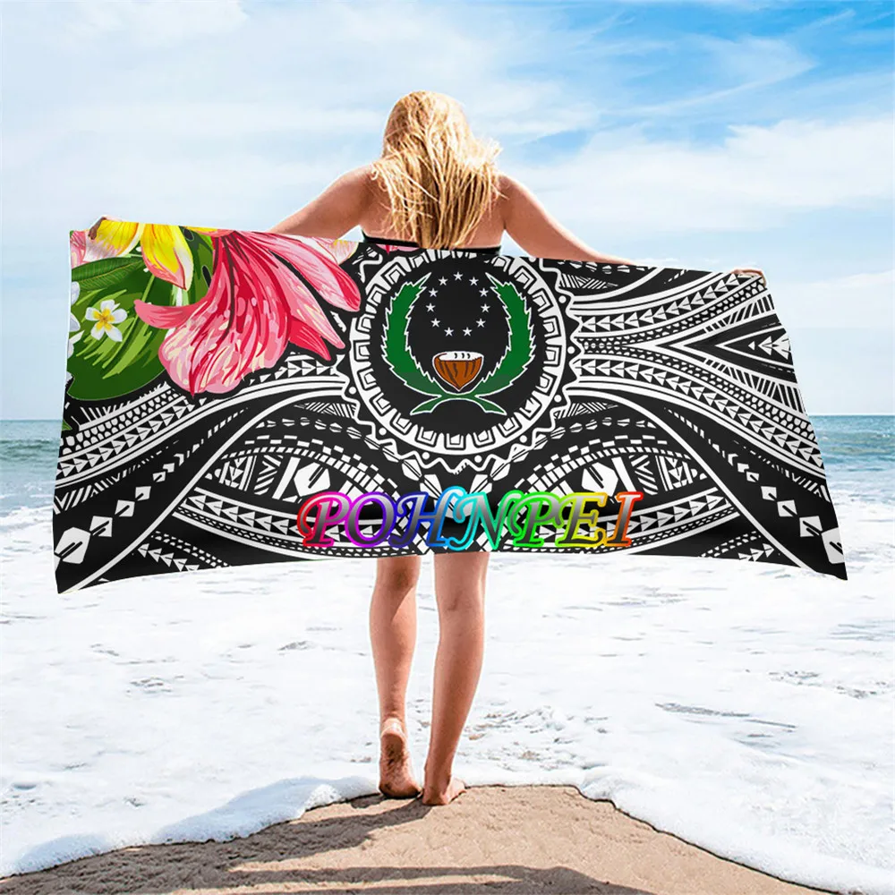 Soft Beach Swimming Towels Bathroom Pohnpei Chuuk Polyesian With Plumeria Absorbent Travel Bath Towel Face Hair Microfiber Towel