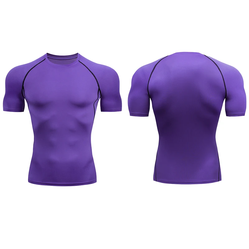 Herren-Lauf-Kompressions-T-Shirts, schnell trocknend, Fußballtrikot, Fitness, eng, Sportbekleidung, Fitnessstudio, Sport, kurzärmeliges Hemd, atmungsaktiv – Detail 6