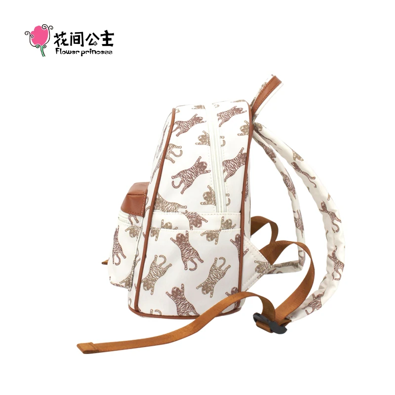 Mochila Flower Princess Crouching Tiger para mulheres, bolsa de viagem de tecido de nylon preto, mochilas femininas, nova moda, outono, inverno, 2024