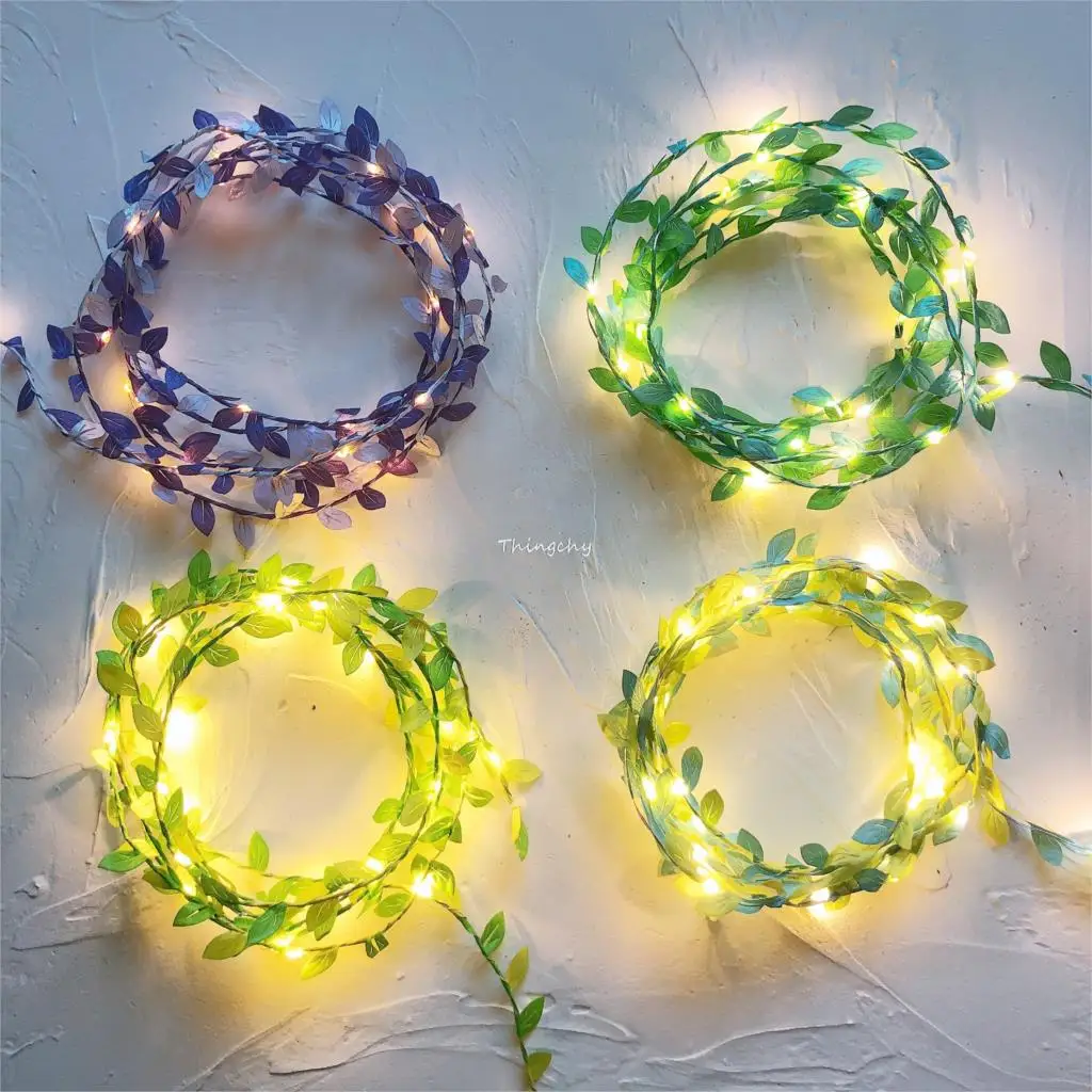 Tiny bladeren garland fairy light led koperdraad Batterij string lights voor Bruiloft bos Tafel Kerst home party Decoratie