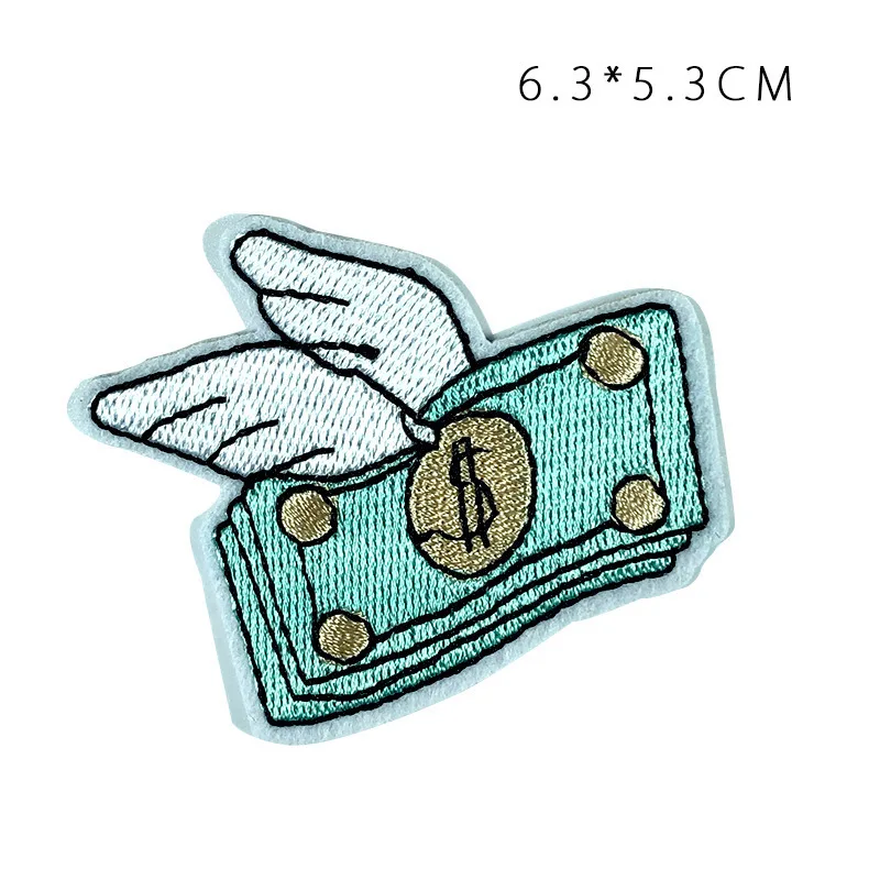 1 قطعة الكرتون USD مضحك المال القادمة بقع Fly بها بنفسك يطير دولار التصحيح الحديد على بقع ملصقات المطرزة للملابس بقع #5