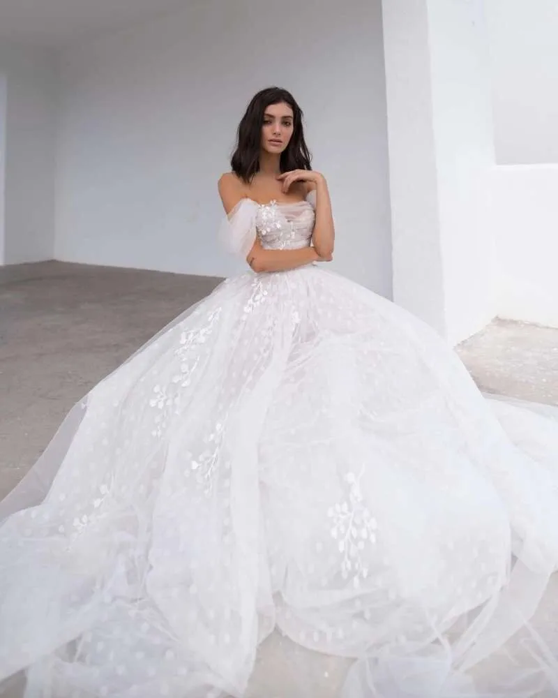 Peri Vintage gelinlik 2022 dantel gelinlik noktalı tül Boho gelinlikler kapalı omuz Robe de Mariage korse geri