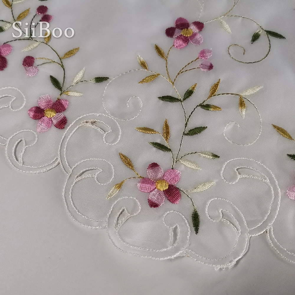 Korean pastoral style creamy white floral embroidery lace half-curtain bay window curtain for kitchen / coffee gardinen SP6060