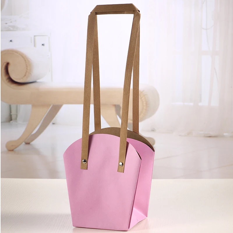 Kraft Paper Bonsai Packing Bag with Paper Rope and Rivet, White Flower Bag, Waterproof, 3 Sizes, Sping Holder