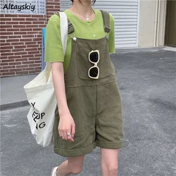 Women Rompers Solid Fashion Wide Leg Overalls Simple Daily Students Japan Style Harajuku Streetwear Leisure Retro Temperament