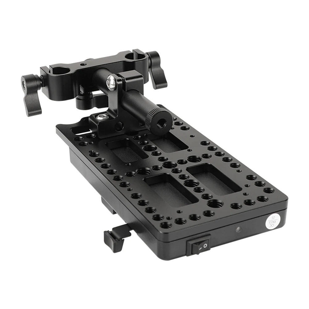 Adattatore Splitter di alimentazione con piastra v-lock a sgancio rapido CAMVATE con piastra posteriore e ringhiere da 15mm per montaggio batteria fotocamera DSLR