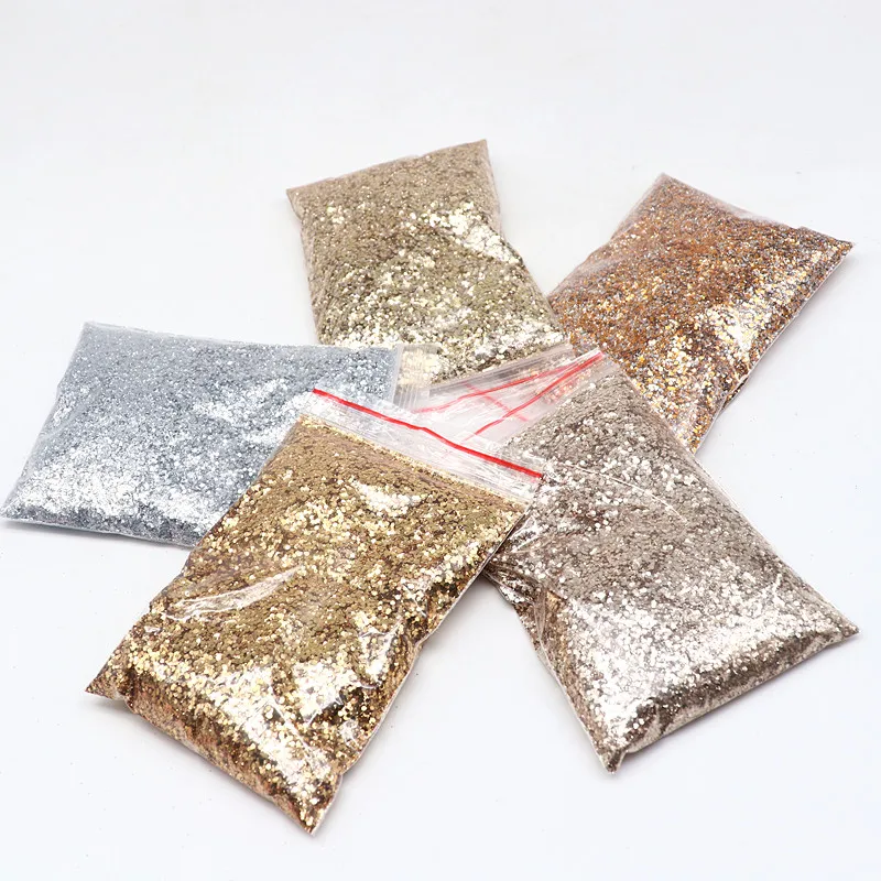 50g/Bag Nail Powder Sequin Champagne Silver Gold Mixed Purple Series Holographic Glitter Gel Polish Set for Gel Nail Decoration