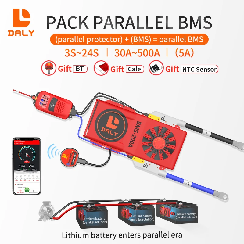 Daly smart bms LiFePO4 250A parallel 5A 250A Fan parallel 5A 12V 24V 36V 48V 4S 3s 7s 8s 10s 12s 13s 14s 16s 20s 24s Li-ion LiPo