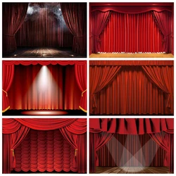 Laeacco Red Curtain Stage Light Circus Tent Baby Birthday Party Photography Backdrops Photo Backgrounds Photozone Photo Studio