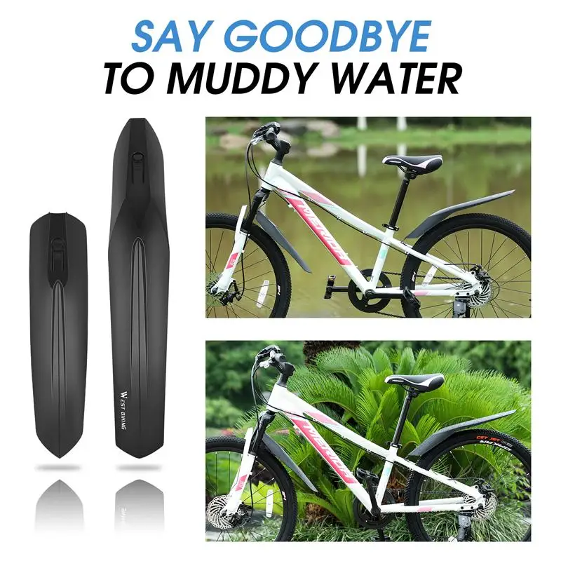 WEST BIKING 2 Pcs Bicycle Fenders Set 22-24 Inch MTB Front/Rear Mudguard Tire General Cycling Mud Guard Wings Bike Accessories