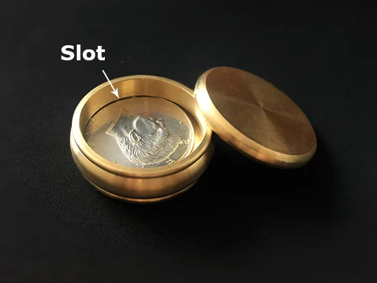 Buddha Slot Box (Half Dollar,Brass) Magic Tricks Magician Close Up Illusions Gimmick prop Mentalism Coin Appear Vanish Magia