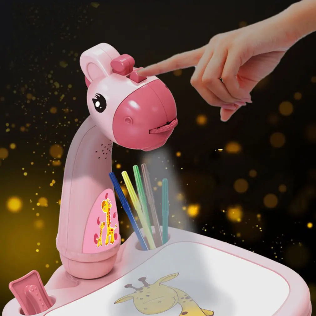 Children Led Projector Art Drawing Table Toys Kids Painting Board Desk Arts Crafts Educational Learning Paint Tools Toy for Girl
