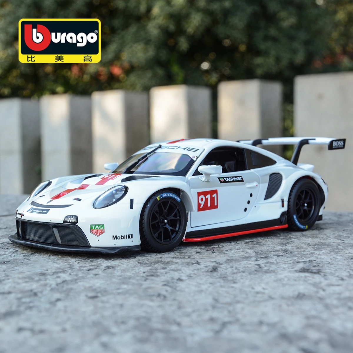 Bburago 1:24 Porsche 911 RSR racing edition die casting alloy car model Art Deco Collection Toy tools gift factory authorization