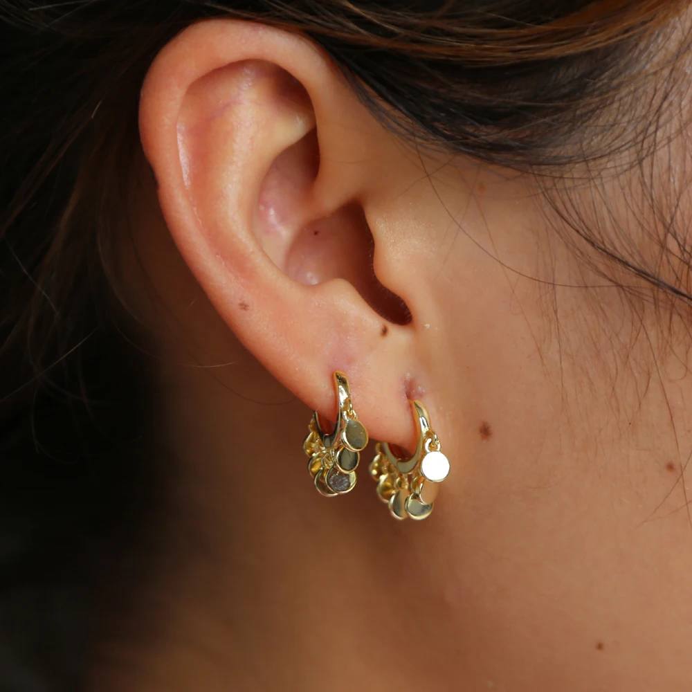 Plain Smooth Tassel Hoop Earring For Women High Polishing Charm Fashion Party Jewelry Wholesale