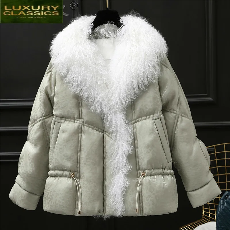 

High Quality 90% White Duck Down Jacket Warm Thick Coat Korean Female Winter Parkas Wool Collar 2021 Mujer Chaqueta 38 LW