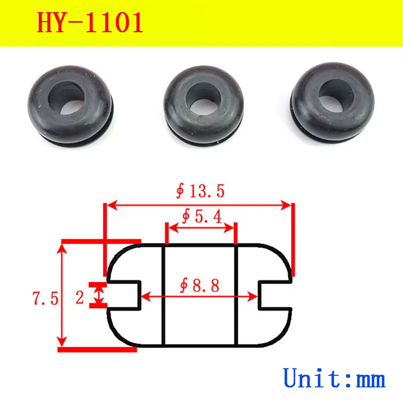 HY-1101 Silicone Rubber Wire Grommet Gasket Clamp Electric Box Inlet Outlet Seal Ring Dust Silicone Plug 8.8mm Cable Protector