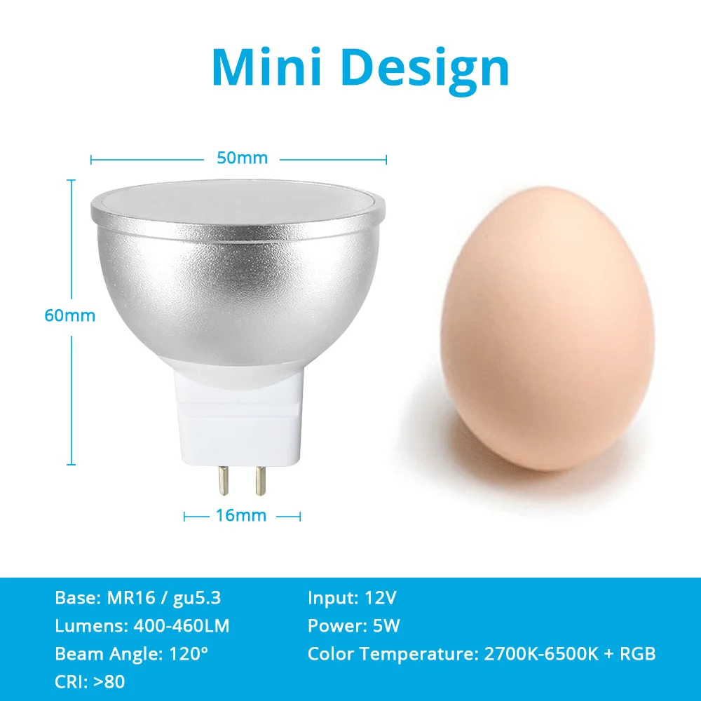 Benexamrt Zigbee 3.0 MR16 12V LED Light Bulb Tuya Smart Lamp 5W RGBCW Spotlighting SmartThings App Alexa Google Home Voice