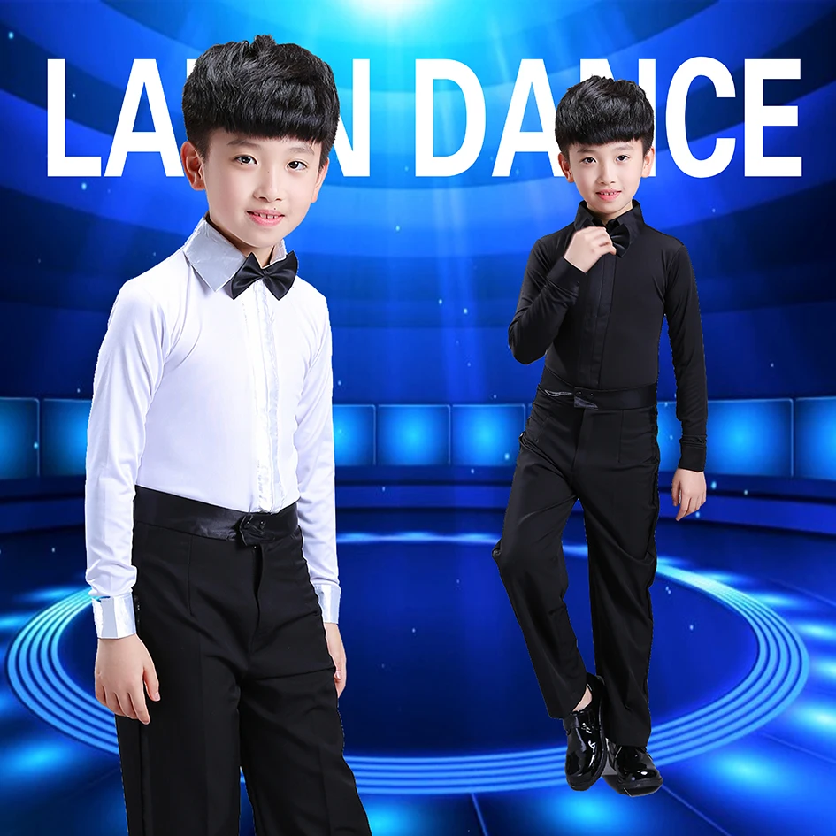 2019 New Boy Latin ballroom costume Sets children Latin Shirt+pants suit Rumba Samba Dancewear Latin dance competition clothes