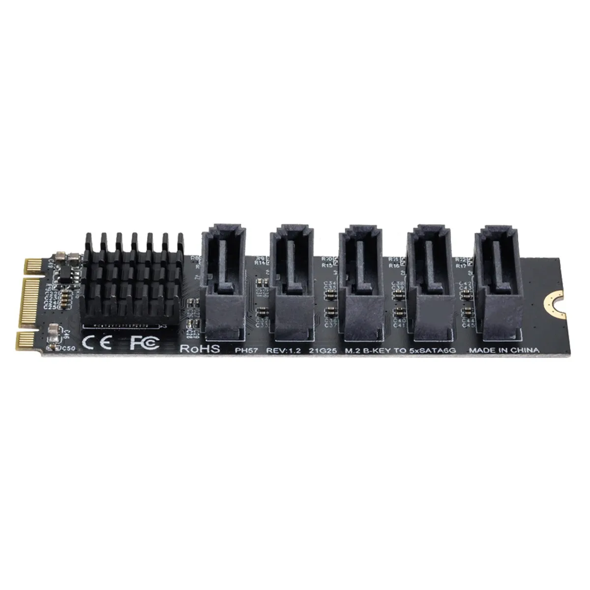 CY Cablecc  Key B+M  NGFFto SATA 3.0 6Gbps 5 Ports Adapter Converter Port Multiplier Selector JMB575 2280