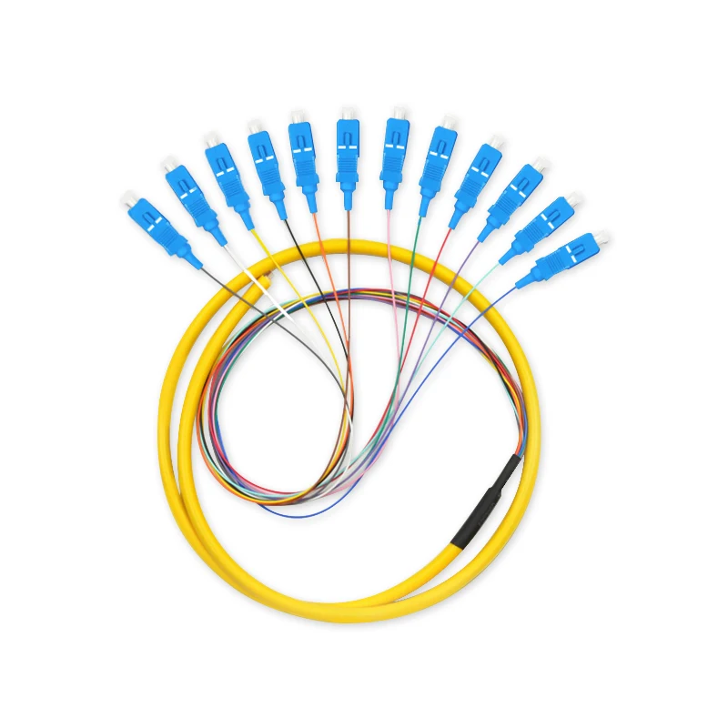 10PCS/LOT 1.5m (5ft) SC UPC 12 Fibers OS2 Single Mode Bunch PVC (OFNR) 0.9mm Fiber Optic Pigtail