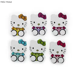 30/50pcs Multiple Options Lovely Cat Cartoon Wood Button Sewing Scrapbooking Clothing Headwear Handmade Crafts Decor DIY