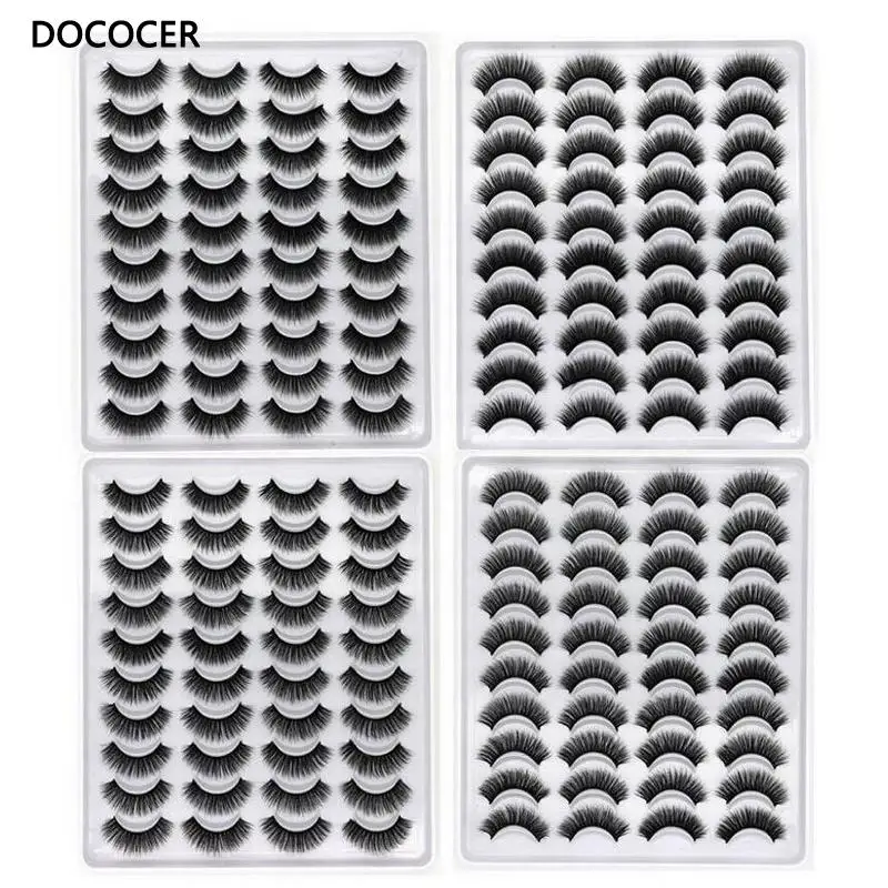 10/20Pairs Mink Eyelashes Makeup 3D Faux Mink Lashes Natural False Eyelashes Long Eyelashes Extension Dramatic Fake Eyelash