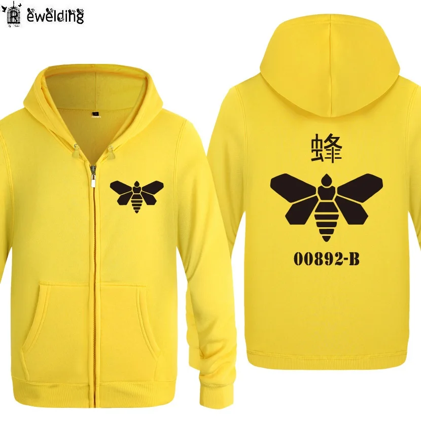 

Zipper Hoodies Men METHYLAMINE LOGO Breaking Meth Heisenberg Bee Printed Mens Hoodie Fleece Long Sleeve Man's Jacket Sweatshirt