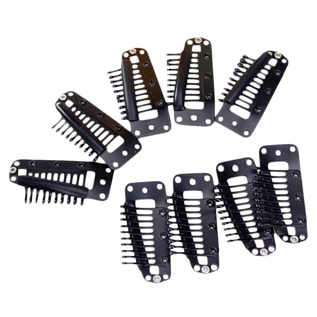 

20 Snap Comb Clips 36mm 10 Teeth for Toupee Wig Weft Hair Extension Rubber Back Snap Hair Toupee Clip