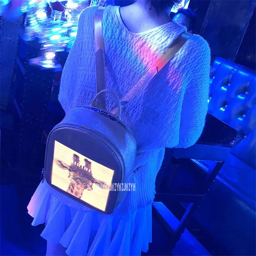 PXII201908 Polyester App Control Dynamic Led Display Screen Intelligent Air Cushion Shoulders Bag DIY Advertisement Backpack