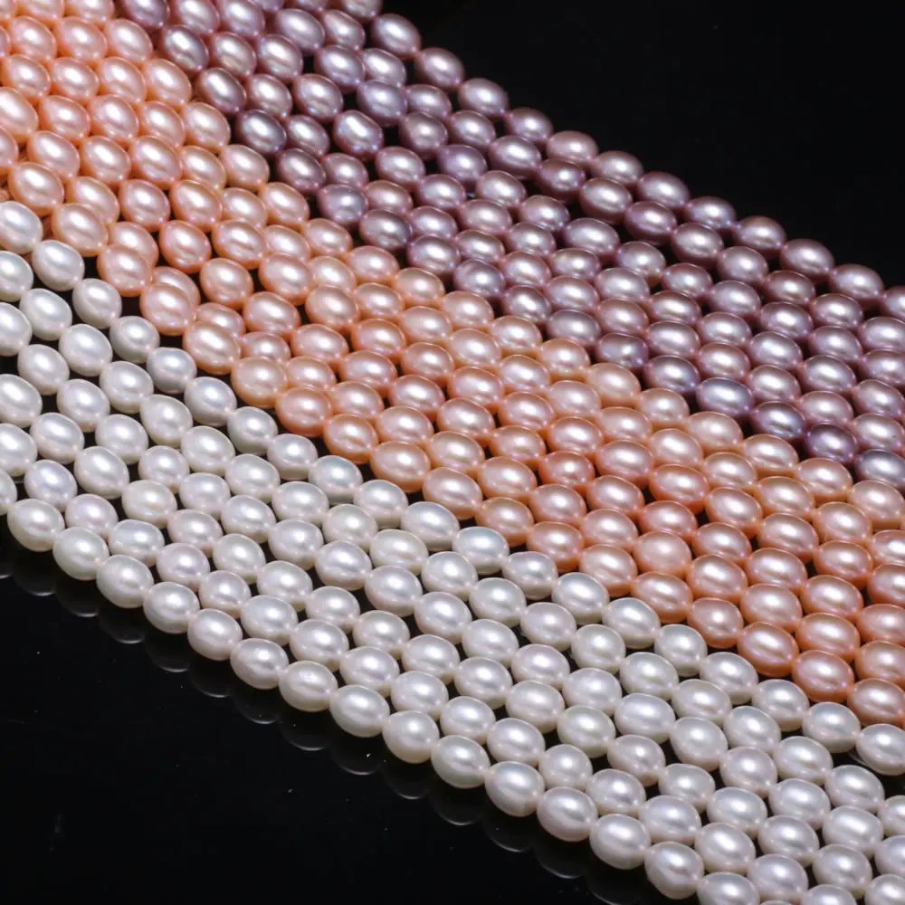 Natural Freshwater Pearl Beads High Quality Rice Shape Punch Loose Beads for DIY Elegant Necklace Bracelet Jewelry Making 5-6MM