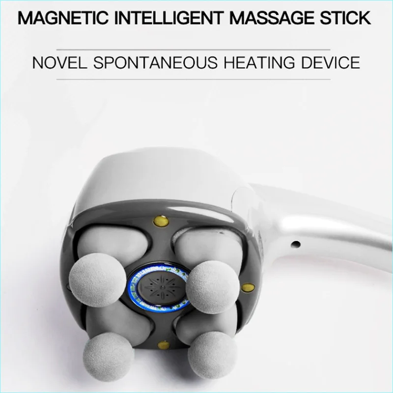 Electric Handheld Massager Four Head Machine Full Body Neck Vertebra Back Muscle Relax Vibrating Deep Tissue Massage Health Care