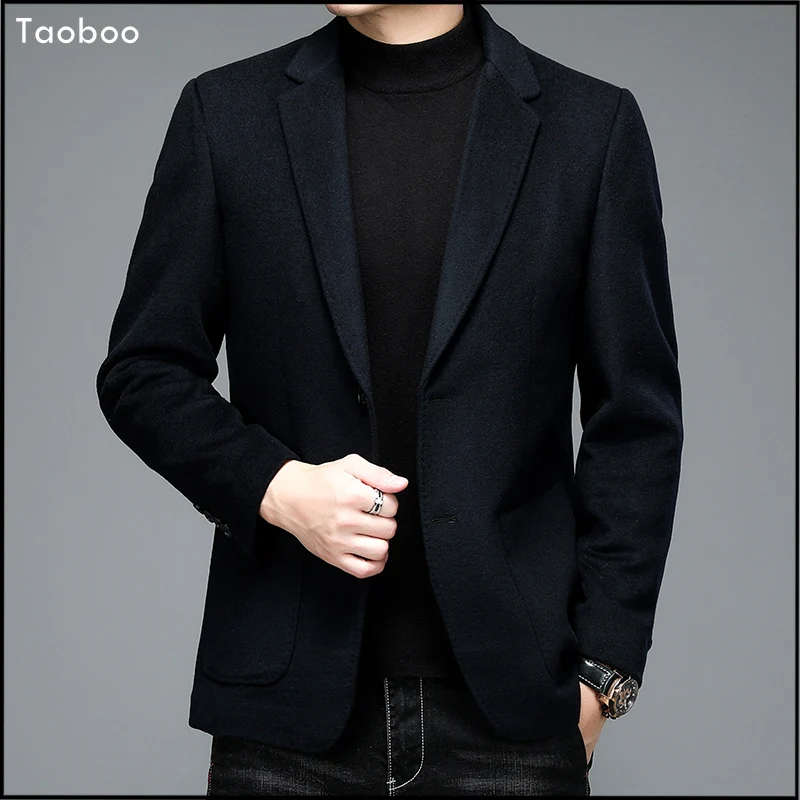 

Taoboo 2021 New Fashion 100% Wool Male suit Business Trench Coat Men's clothing High Quality Solid Classic Style Blazers for men