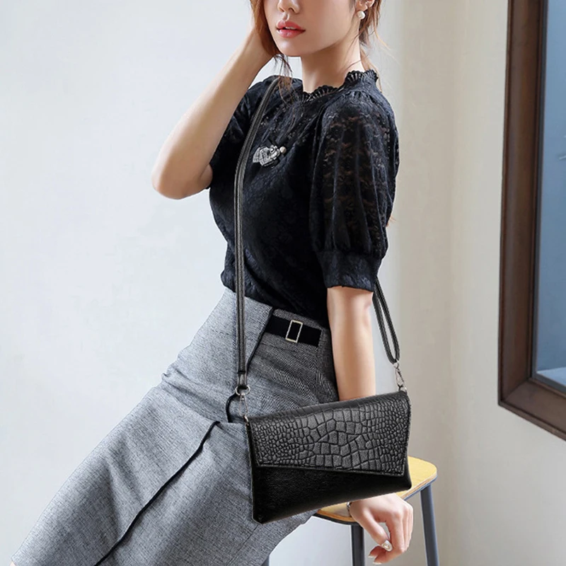 Frauen Flap Messenger Taschen Krokodil muster Design Schulter Taschen PU Leder Dame Mode Handtaschen Vintage Umhängetasche – Detail 9