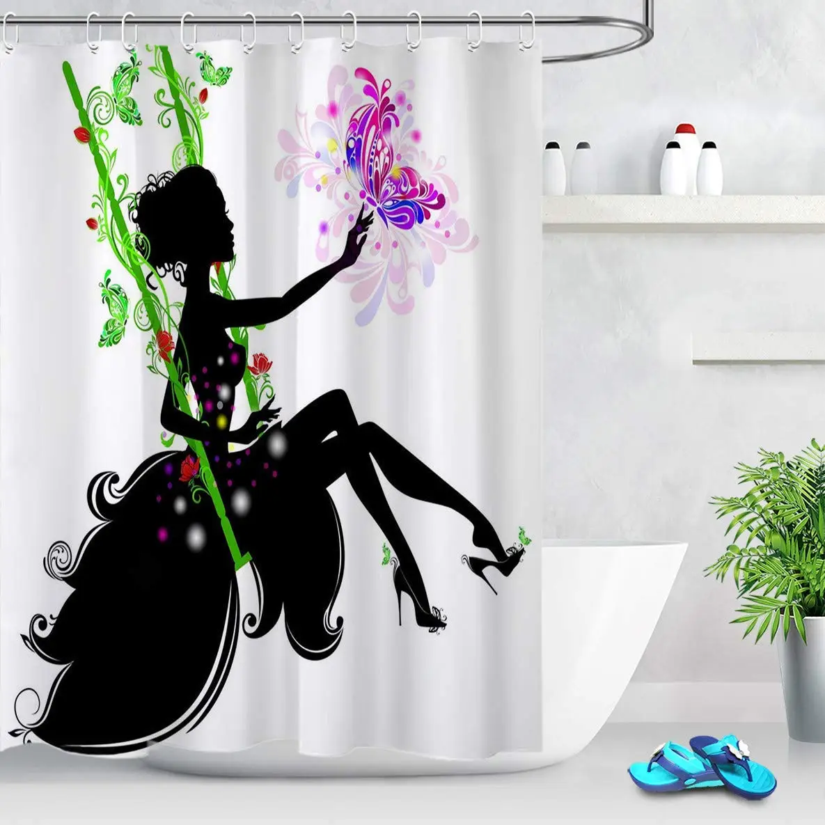 Feminine Decor Black Girl Magic Shower Curtain African American Theme