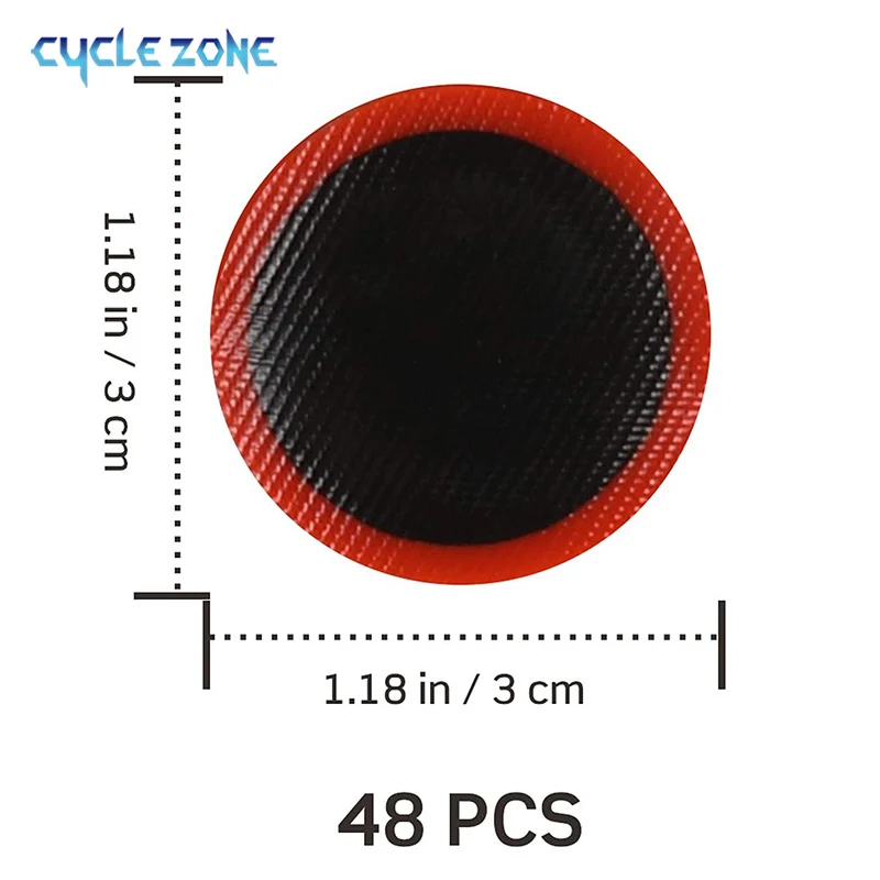 48PCS/Set 25mm Round Motor Bicycle Bike Tyre Tire Inner Tube Puncture Rubber Patches Repair Kit Cycling Tools Accessories