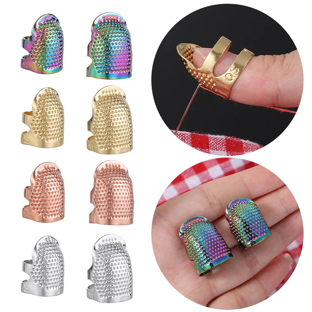 1pc Vintage Gold Needle Thimble Finger Protector Metal Antique Ring Handworking Stitching Tools DIY Crafts Sewing Accessories