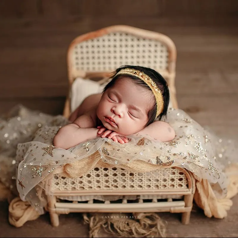 Newborn lace wrap photography props,Golden star fabric for baby photo props