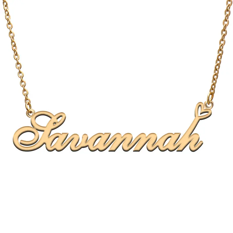 

Savannah Nameplate Stainless Steel Name Necklace for Women Personalized Dainty Jewelry Gift for Her Birthday Valentines Day