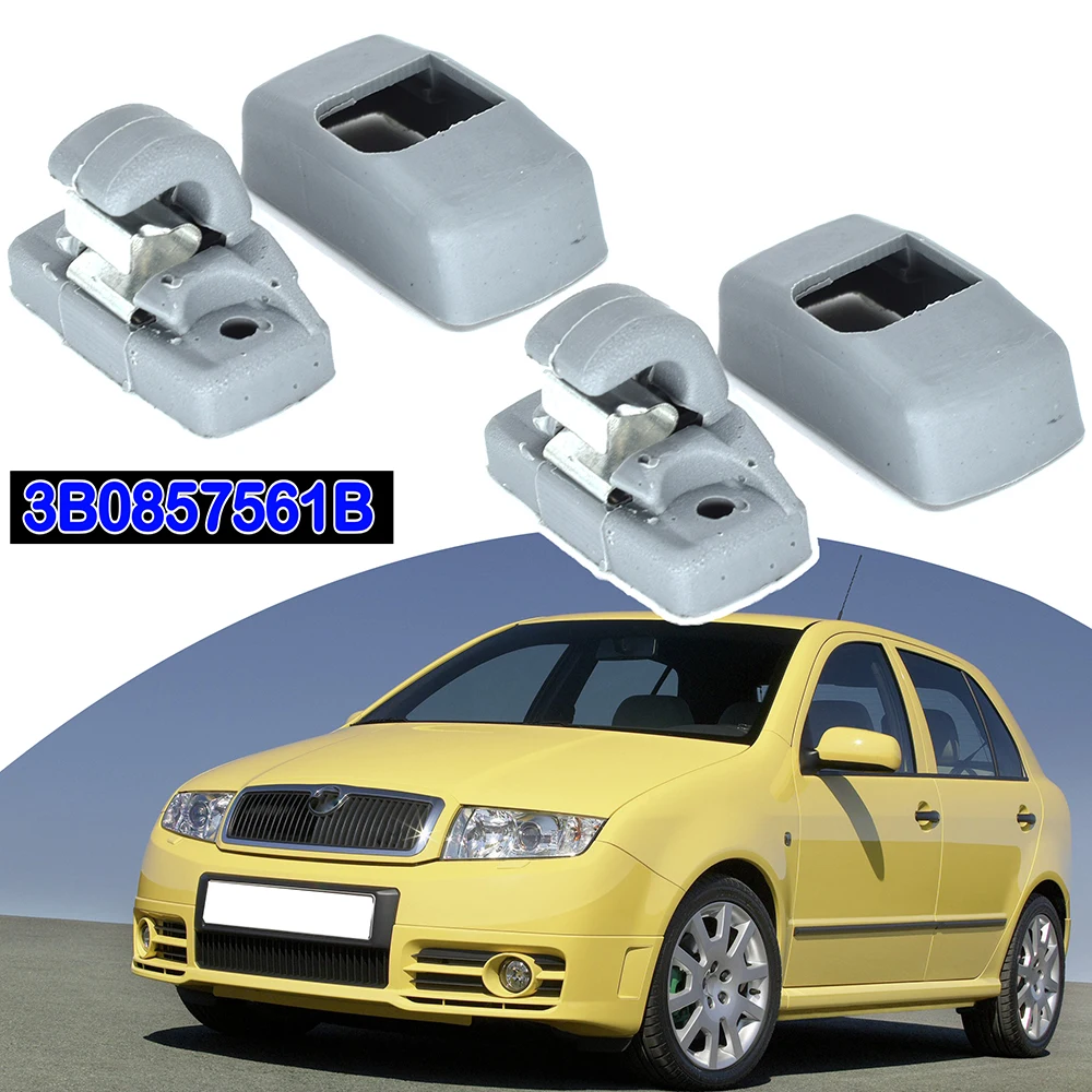 2pc Grey Front Sun Visor Hook Clips Bracket For SKODA Fabia 6Y Octavia A4 A5 1U 1Z Superb B5 3U 3B0857561B 3B0857563