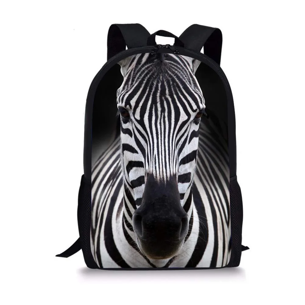 Boy School Bags Child Black Zebra Printing Backpack Kindergarten Student Animal Girls Children's Schoolbag Kids