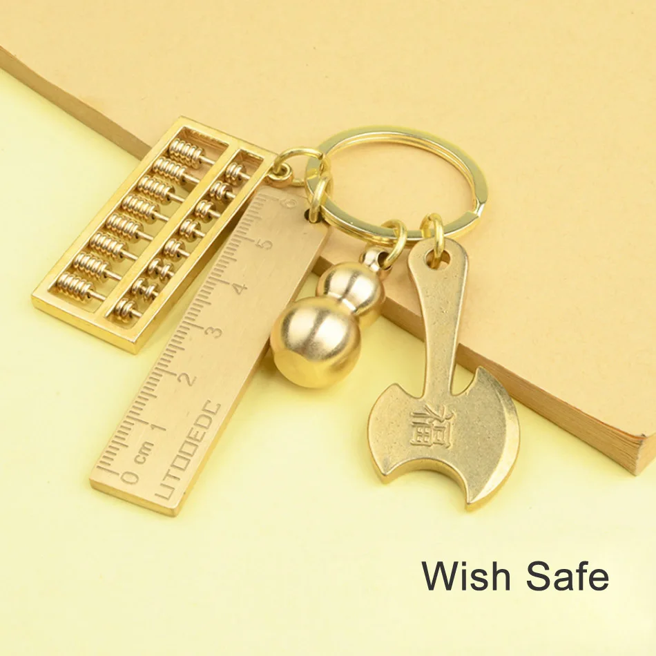 Brass personality pendant, lucky charm pendant, gourd abacus key ring, coppery car key pendant